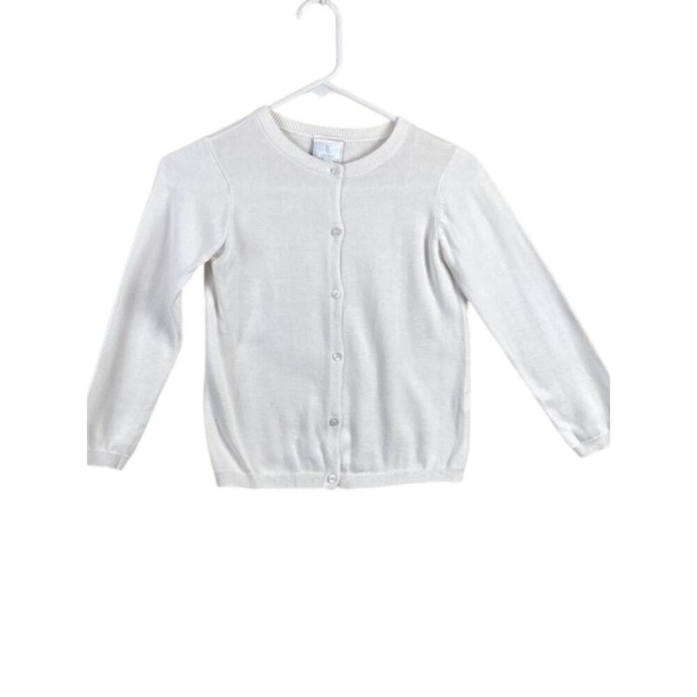 Little English-The Essential Cardigan in White. Size 7